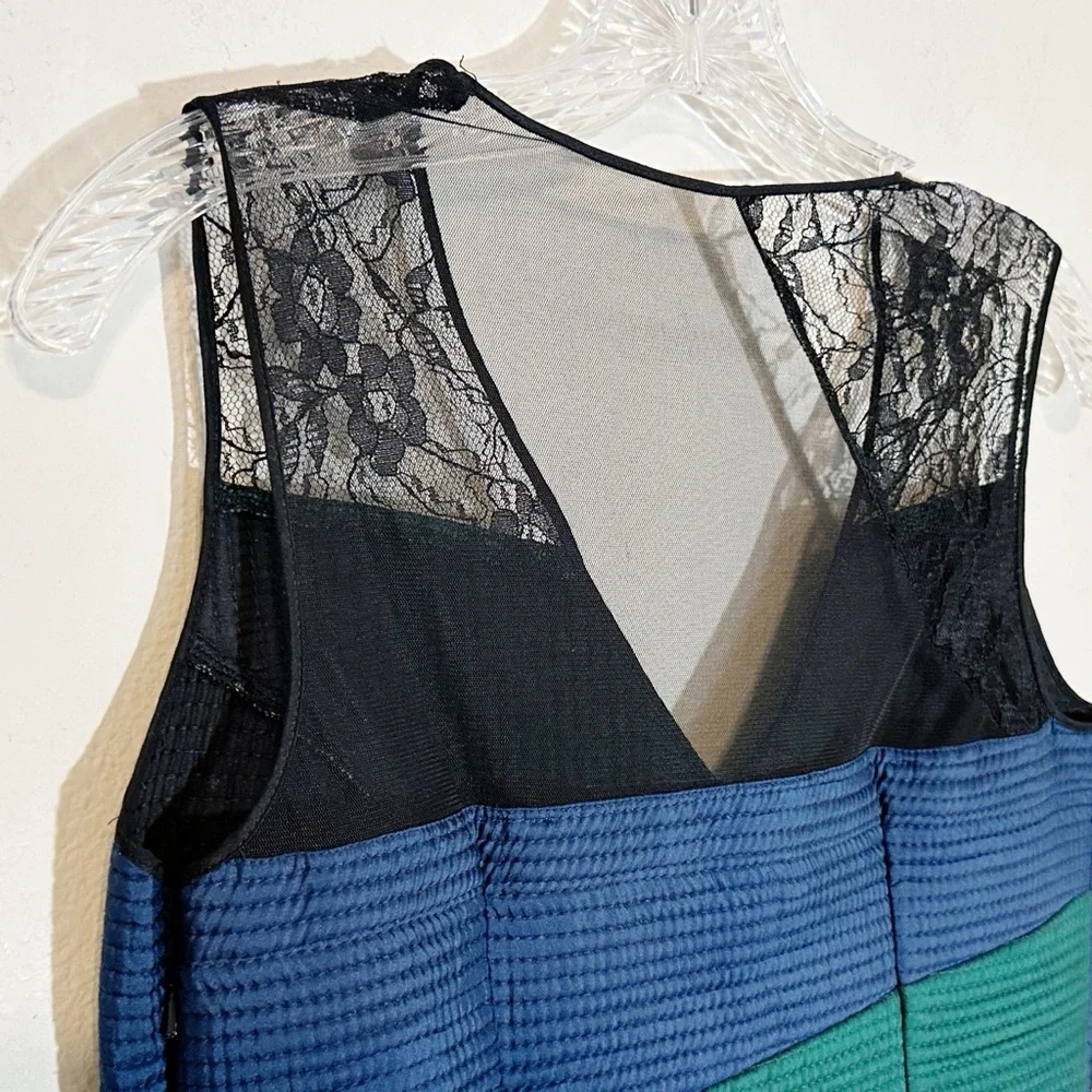 Anthropologie Niki Mahajan Lined Silk Patchwork Lace Multicolor Midi Dress S- 8 - Picture 7 of 16